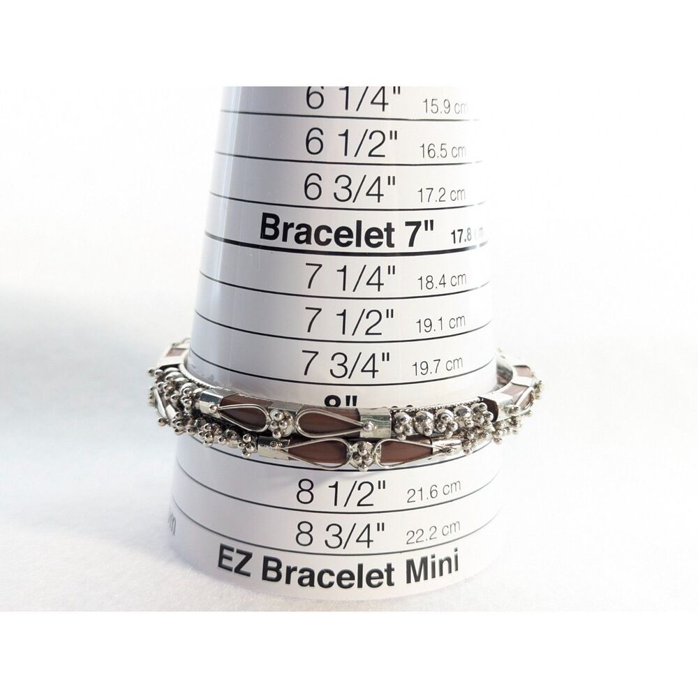 Silver Tone and Chestnut Acrylic Bangle Bracelet Set of Two 8 inch - Picture 7 of 7